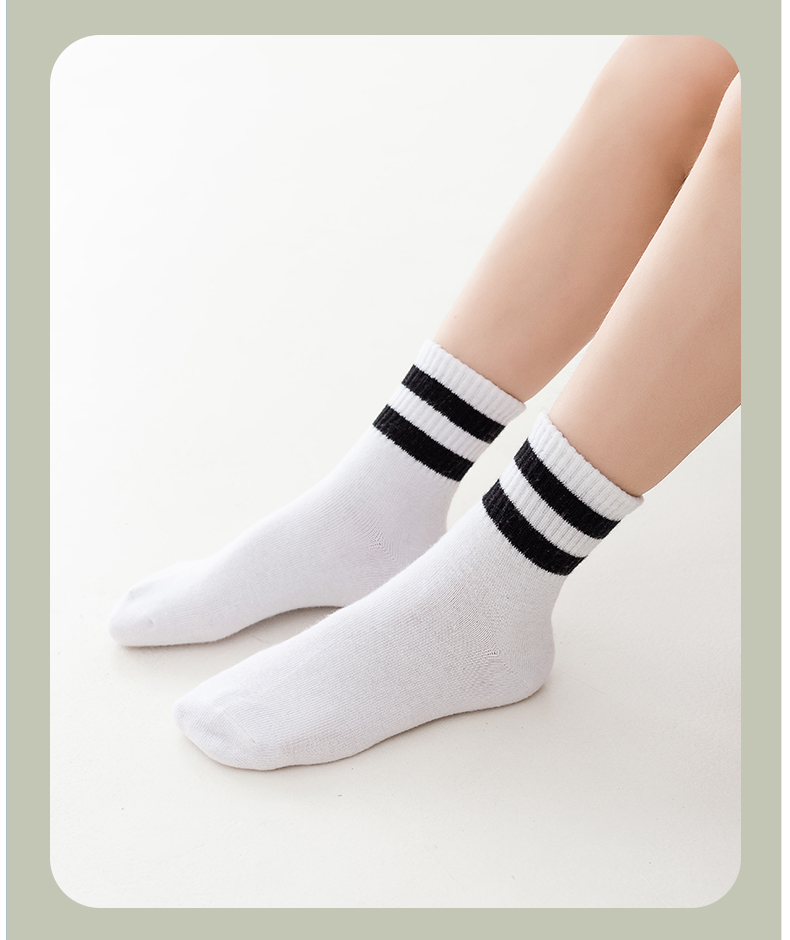 塔曼猫35双装儿童白色袜子春秋冬季男童女童中筒中大童运动宝宝学校小