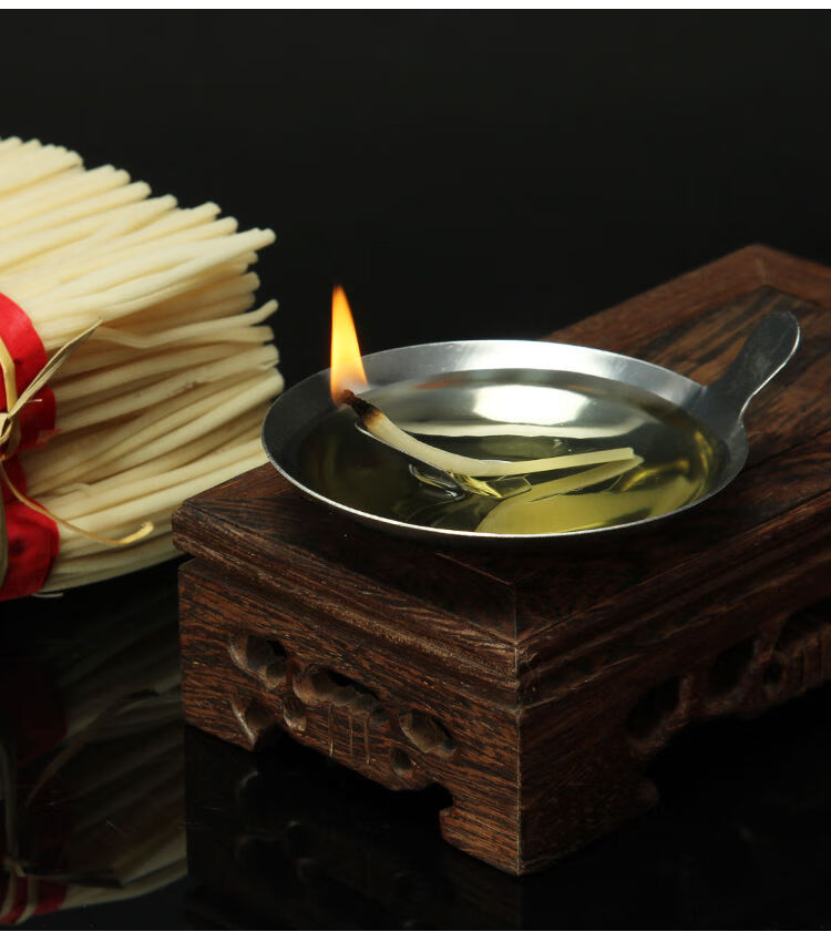 油灯座食用油灯草芯灯架老式长明灯供佛点灯专用油灯 灯芯草1500只白