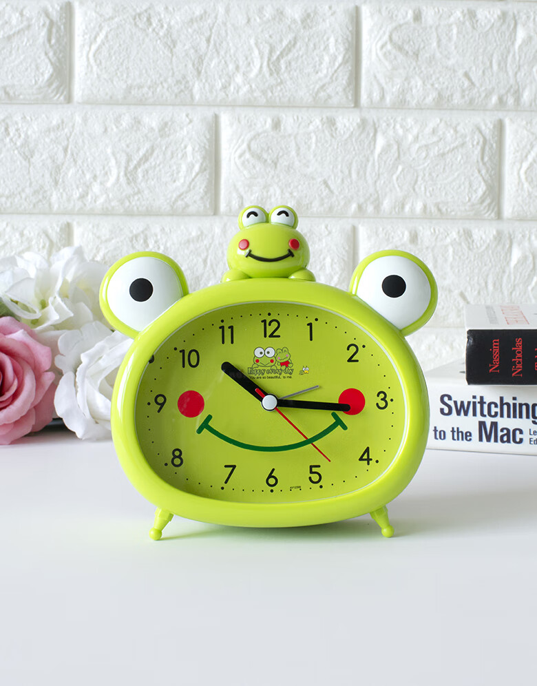 卡通小闹钟个性可爱儿童学生用起床叫醒卧室床头简约创意时钟咖啡色