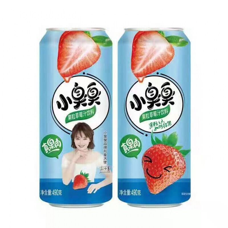 小臭臭果汁果肉葡萄荔枝草莓鲜果饮料490g/瓶 荔枝味15瓶【图片 价格