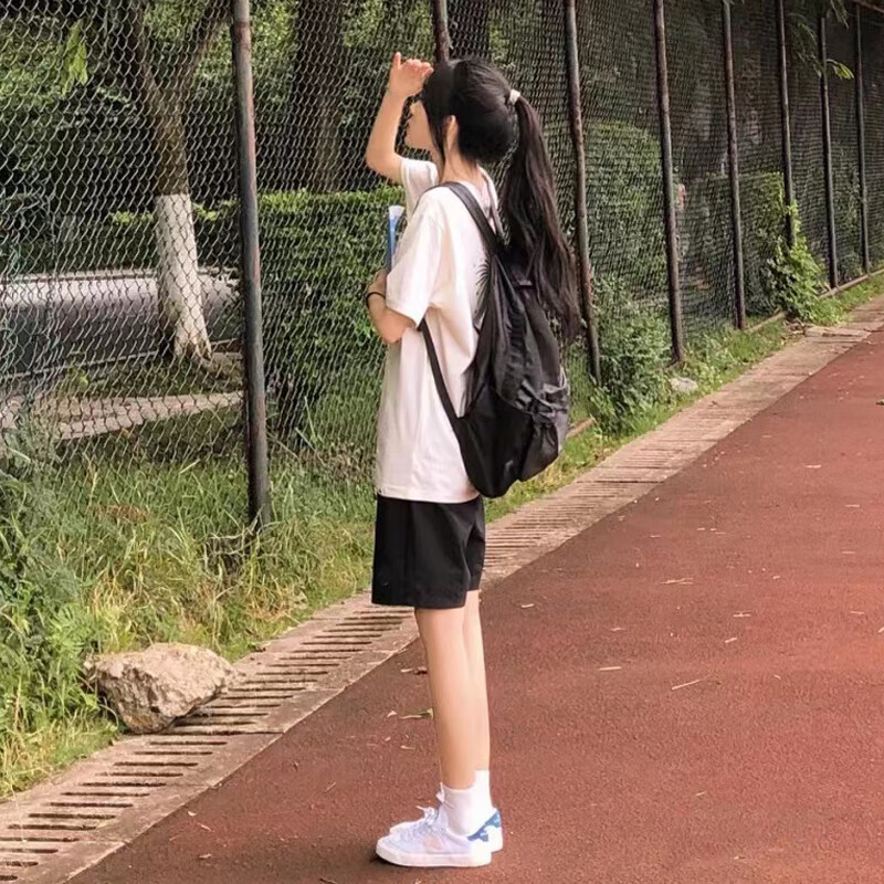 封茗旗舰黑色运动短裤女休闲五分裤宽松2022灰色夏季高腰学生阔腿中裤