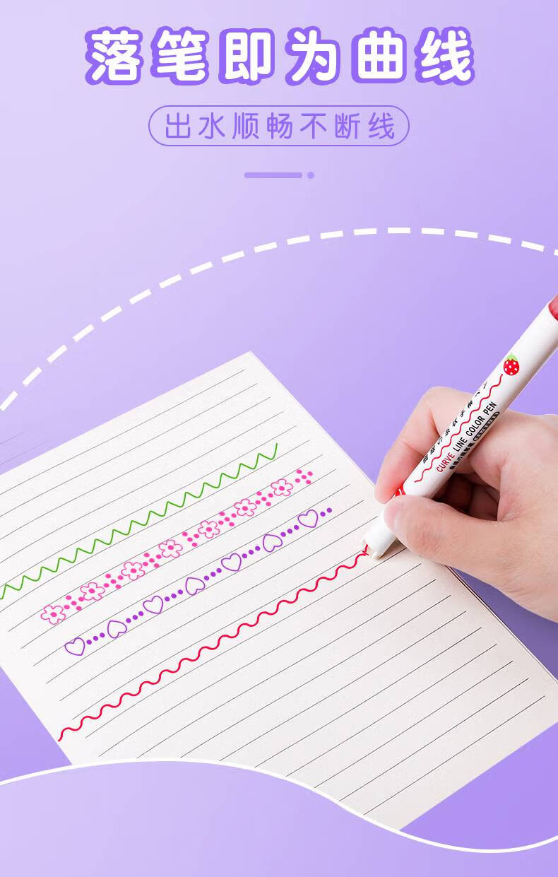 尚沃玛花型轮廓笔 手抄报手帐曲线笔波浪边框花边笔标记笔学生用荧光