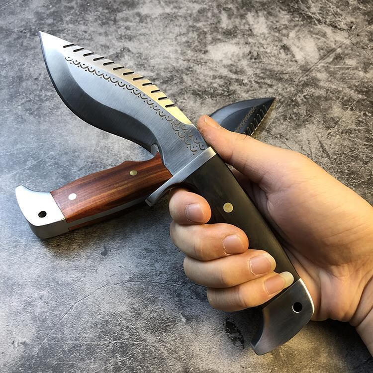 尼泊尔真刀 d2钢户外小刀尼泊尔随身军工刀特战防身刀高硬度求生刀 木