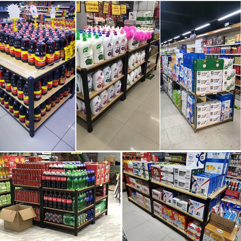 超市牛奶堆头展示架饮料促销台陈列架钢木货架加厚礼品盒洗化地堆