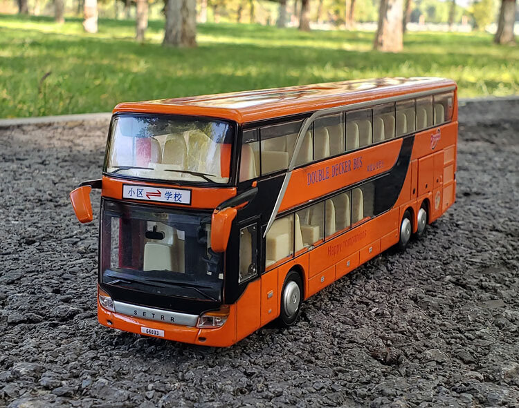 合金双层巴士模型仿真公交车玩具旅游巴士车客车合金大巴车玩具车