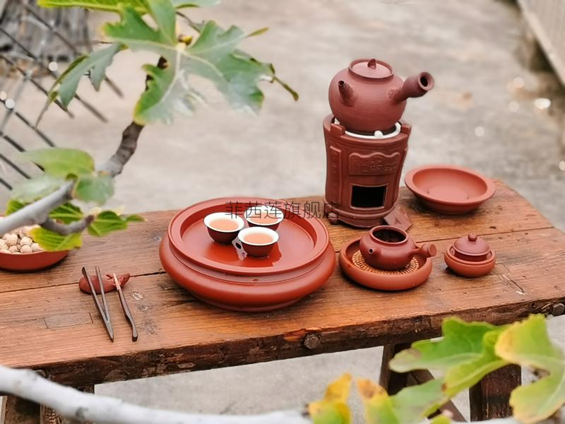 户外烧水壶泡茶套装潮汕传统朱泥功夫茶具套装户外泡茶紫砂壶炭炉煮茶