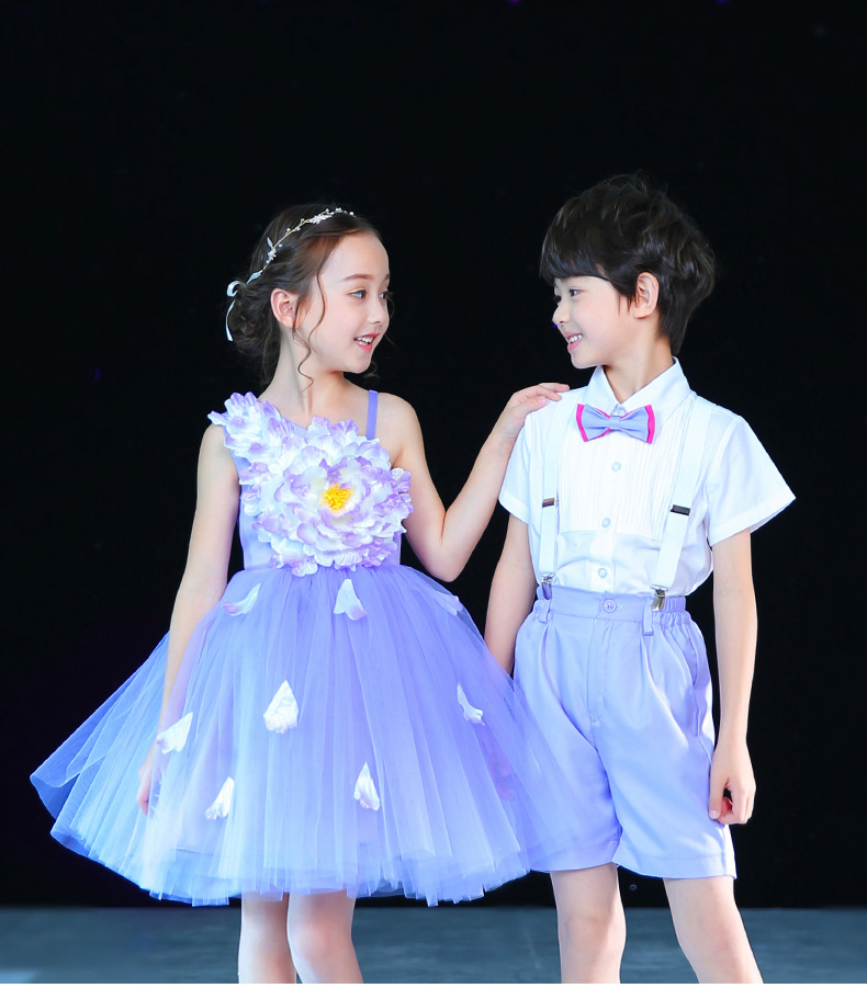 六一儿童演出服中小学生大合唱团男女朗诵表演服装幼儿园班服紫色男款