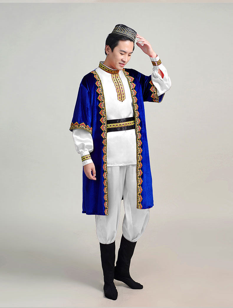 美纯炫 新疆维吾尔族服装男成人哈萨克族民族舞蹈服艺考少数民族演出