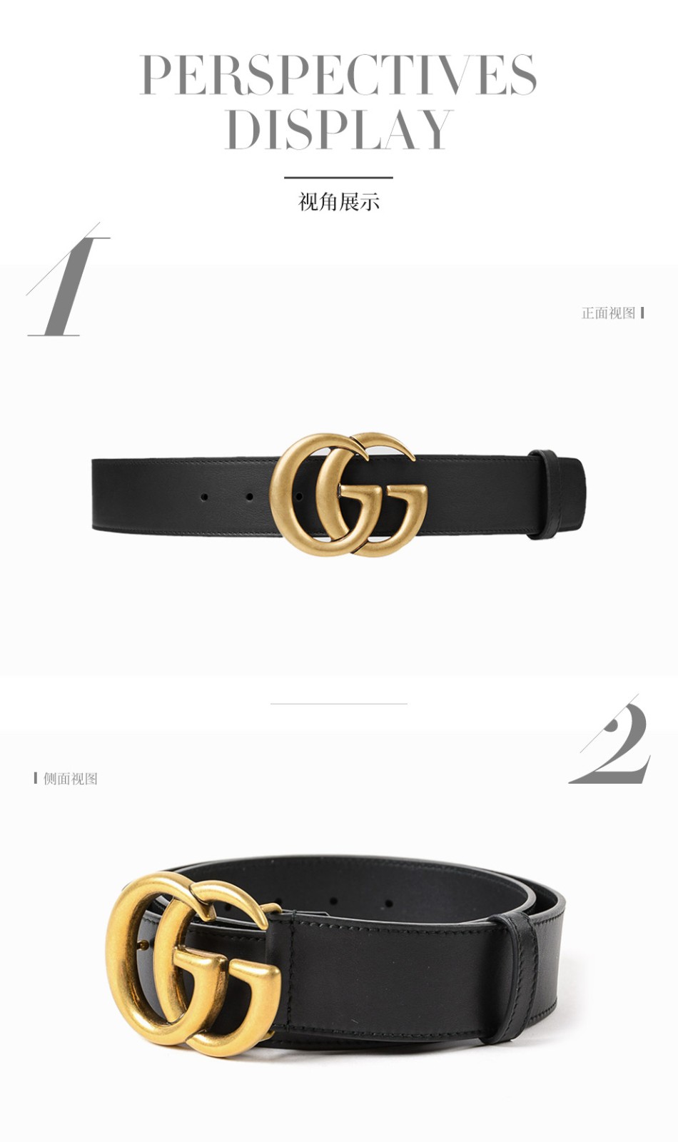 古驰腰带gucci女士经典双g金色板扣皮带黑色4厘米宽400593ap00t100075