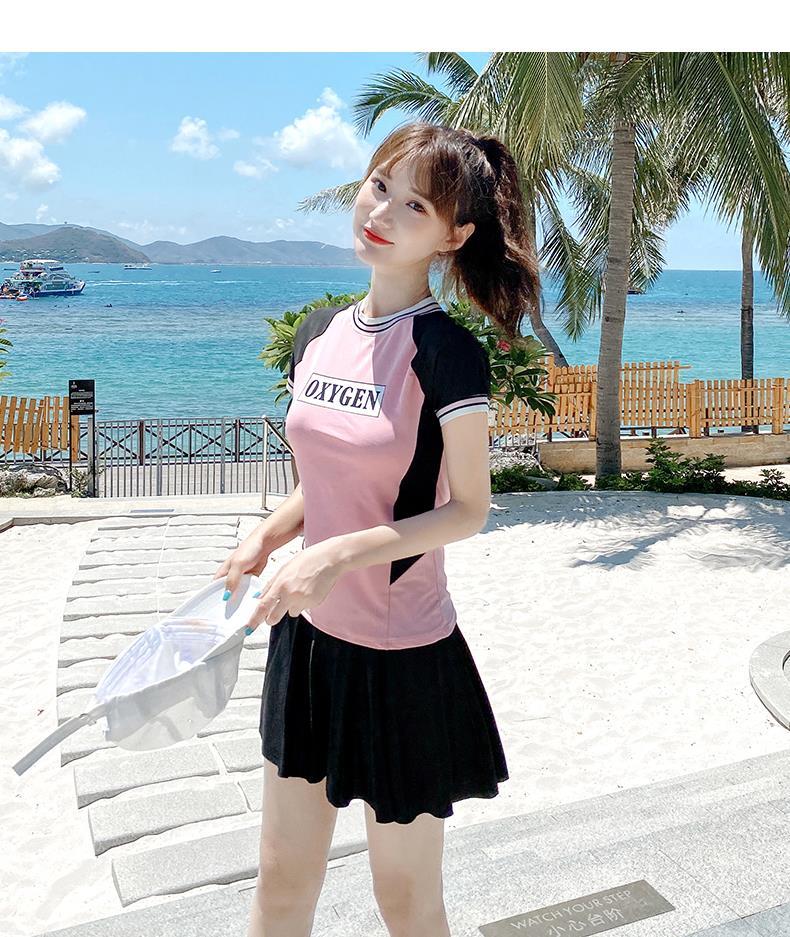 女2022款套分体裙式保守少女显瘦遮肚可爱日系21203蓝色m码适合7590斤