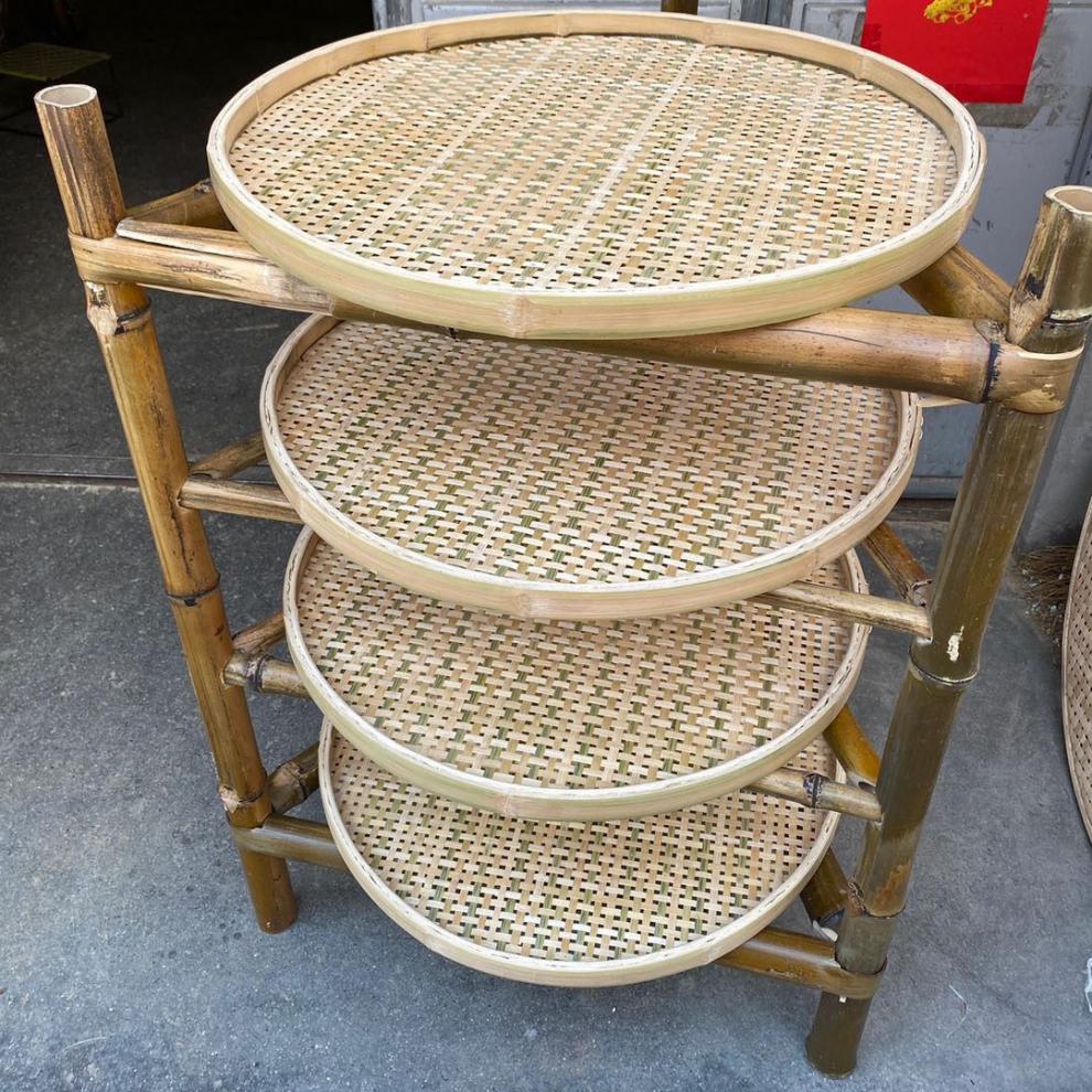 舞万花竹架子置物架火锅架竹编簸箕竹制品多层楠竹三脚竹架菜架子天然