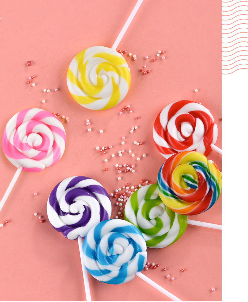 高颜值彩虹波板棒棒糖创意可爱六一节手工糖果礼物零食批发 六色花卷