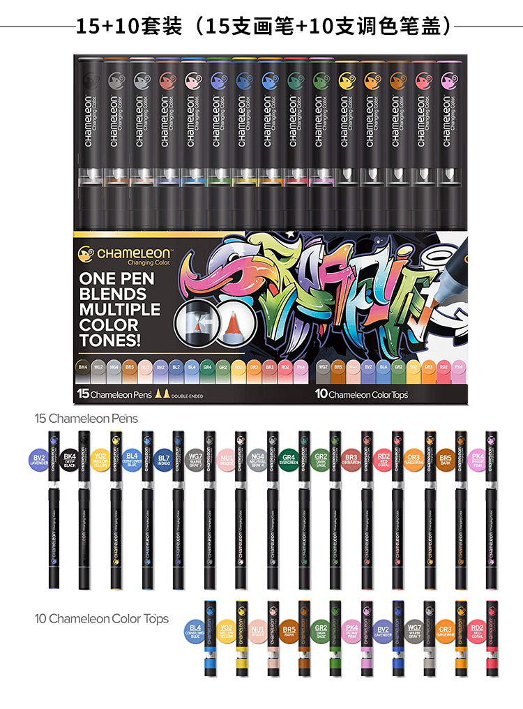 世宜得渐变马克笔英国chameleonpens二代画笔渐变色马克笔盖儿童礼品