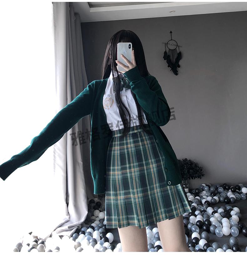jk制服套装冬季学院风加绒款秋冬短裙半身裙格子裙全套毛衣开衫针织衫