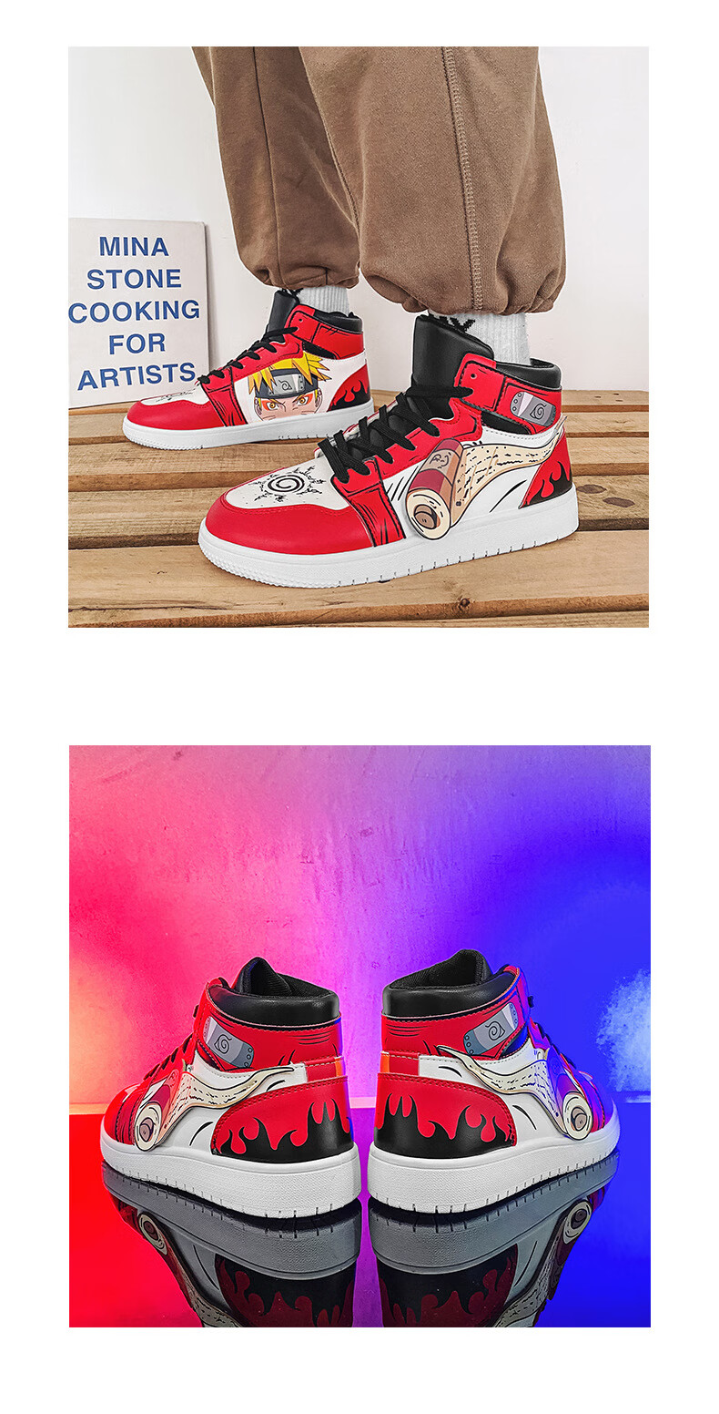 耐克nike动漫联名火影忍者aj男鞋鸣人仙人模式青少年学生空军一号高帮