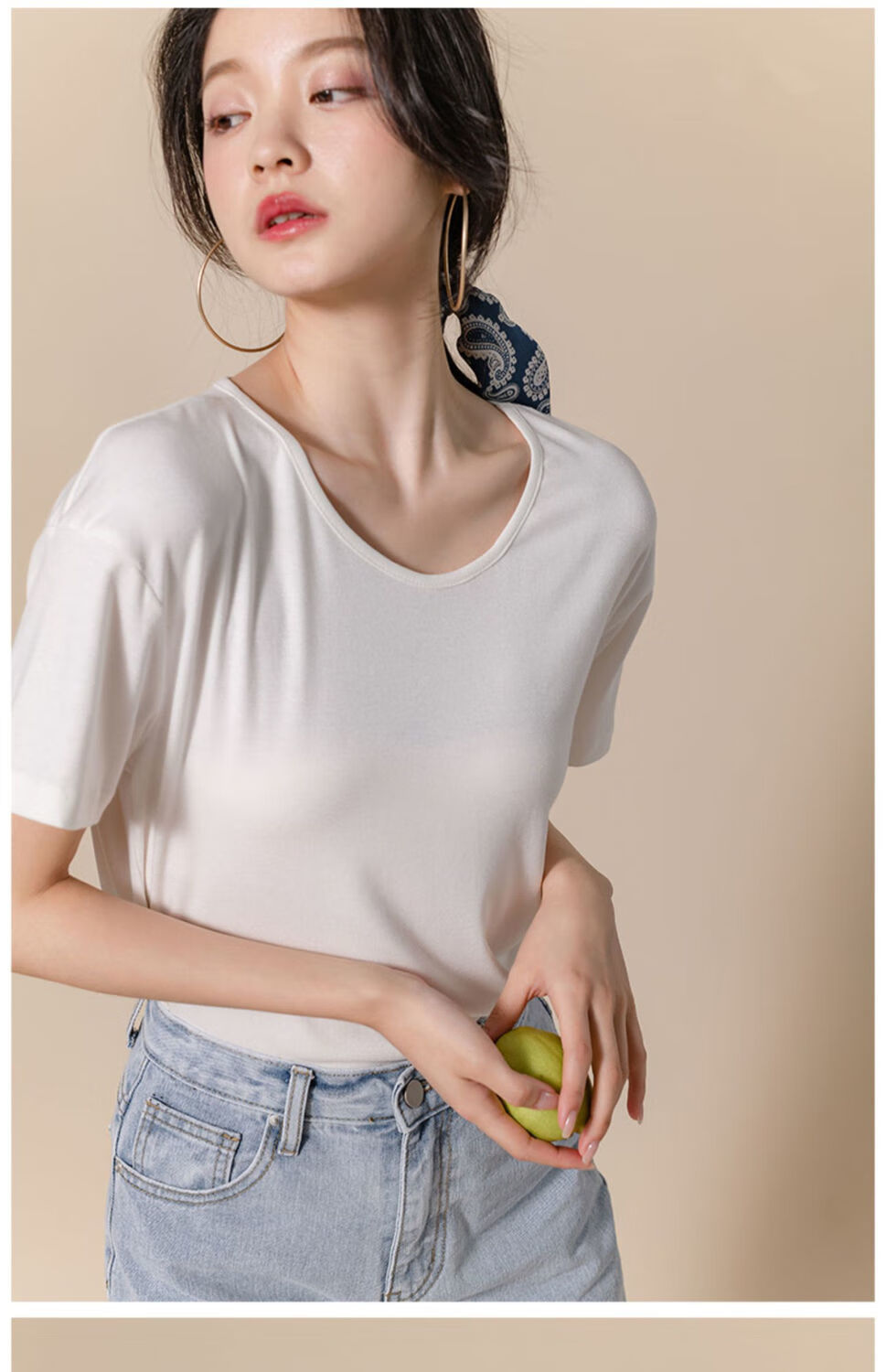 2021夏季新款半袖冰丝短袖t恤女单两件装莫代尔冰丝短袖恤女宽松百搭