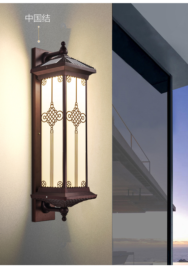 大门灯进门灯 新中式户外壁灯 led太阳能庭院入户门口灯室外阳台中式