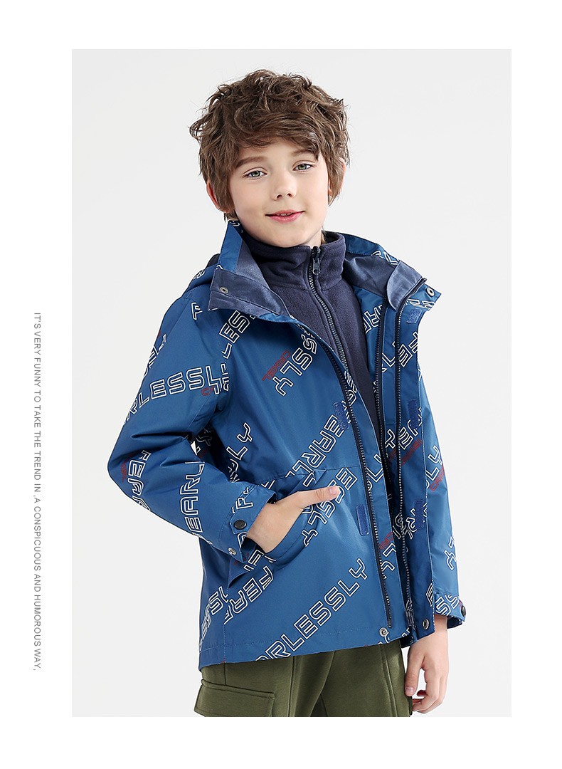 骆驼camel童装儿童三合一可拆卸加厚冲锋衣男童女童中大童防风外套潮