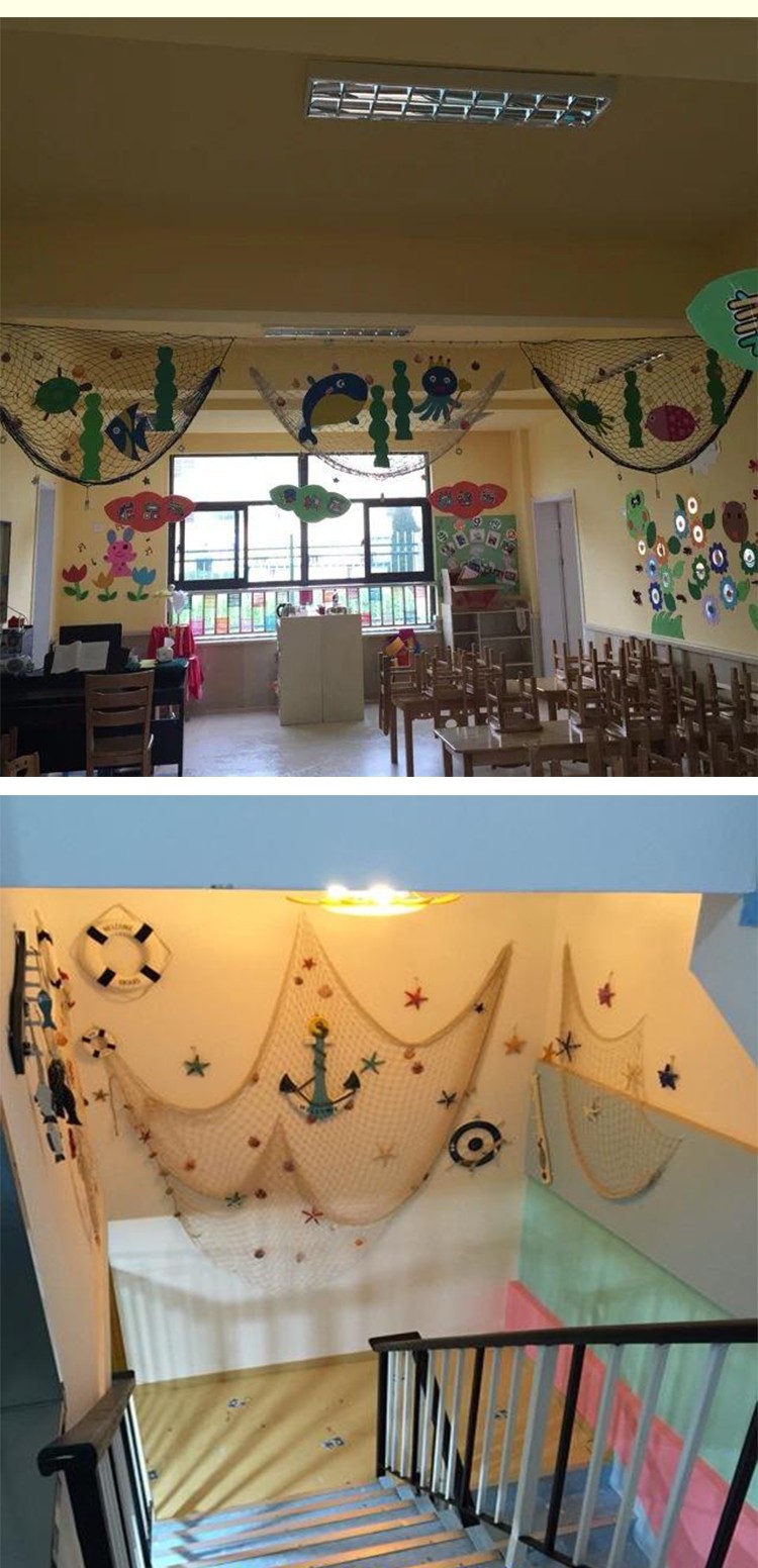 渔网照片墙网格幼儿园环创装饰麻绳背景墙面挂地中海装饰网152米26元