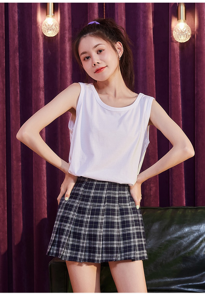 伊必圣港风无袖t恤女21夏季新款背心外穿潮运动宽松上衣黑色白色t恤