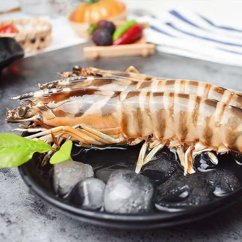 斑节虾新鲜特大超鲜活大九节虾速冻海鲜法拉尔特300g装46只精品竹节虾