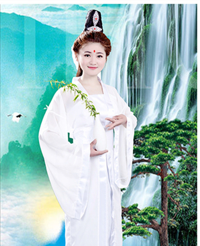 舒裟 观音娘娘服装道具佛教菩萨古装如来衣服全套2021 观音服装 头饰