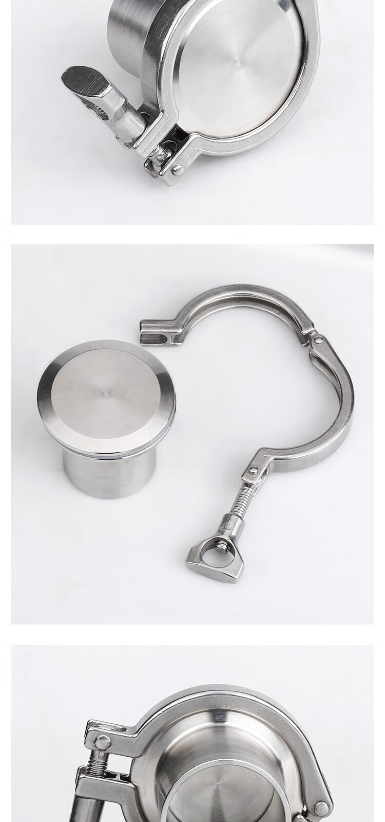 304不锈钢加长快装接头快开盲板卡箍套装卫生级卡盘端头闷堵盖板 45*2