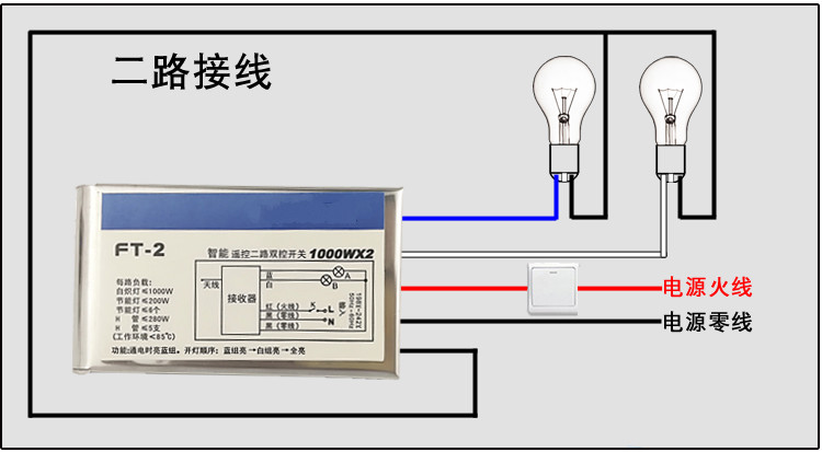 数码分段开关控制器二三四路分段器led水晶吸顶吊灯遥控器加强型 2路3