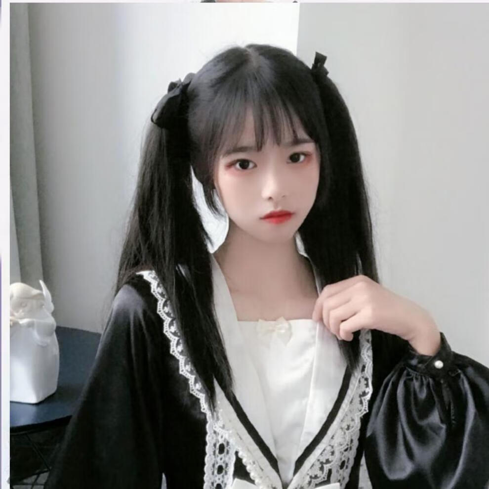 双马尾假发女长绑带式可爱软妹高辫子自然逼真长假发片直马尾绑带款