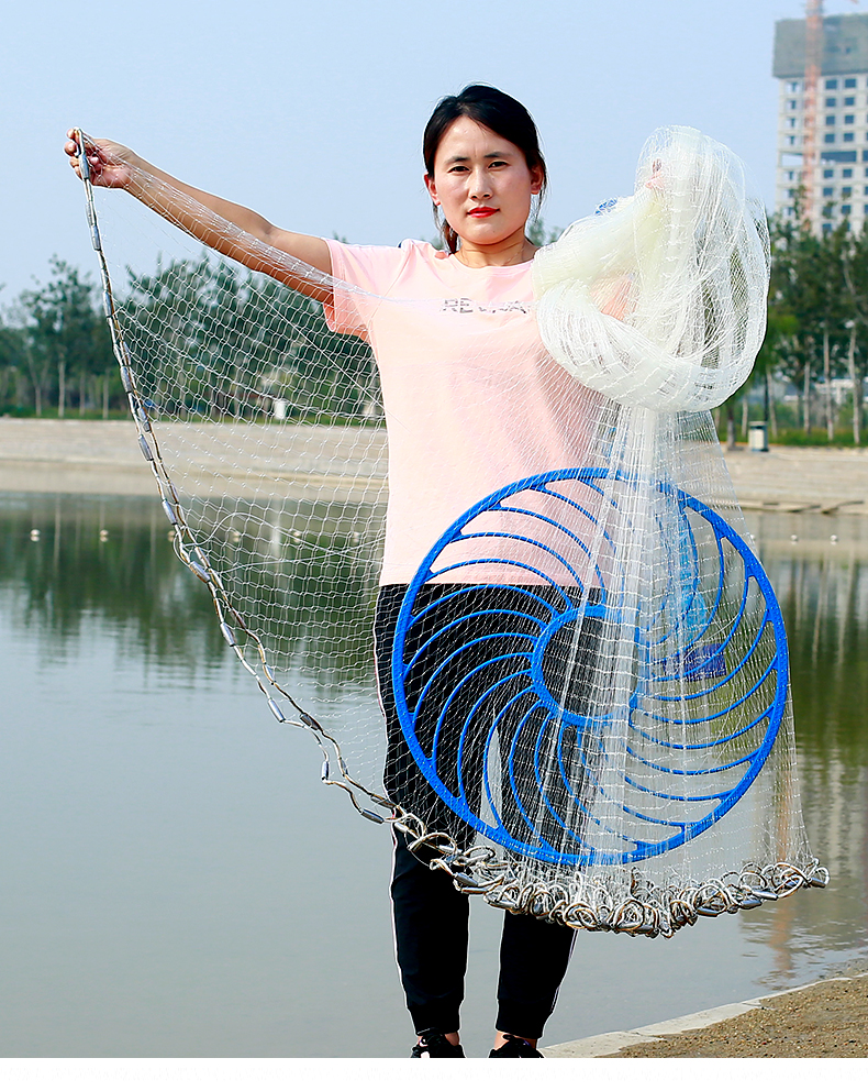 美式铅坠大飞盘式撒网渔网抛网手撒手抛网鱼网捕鱼易抛旋网甩加粗鱼线