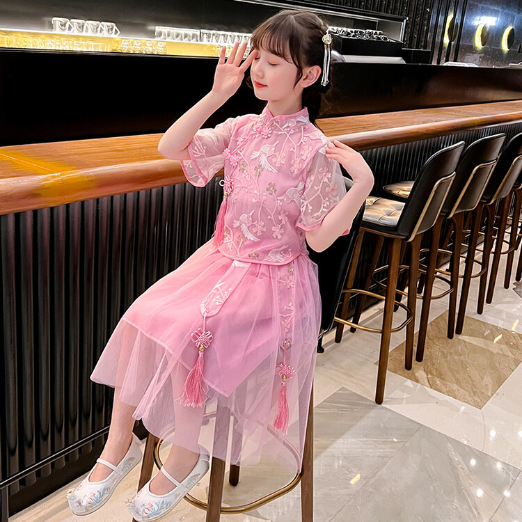 【蒙迪】汉女童夏季汉服飘逸儿童古装超仙3-12岁小女孩纱裙公主裙中国