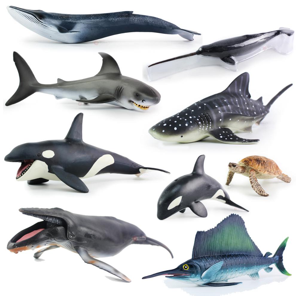 仿真动物海洋生物模型虎鲸大白鲨鱼龟海豚豹鲸章鱿鱼儿童玩具认知 小