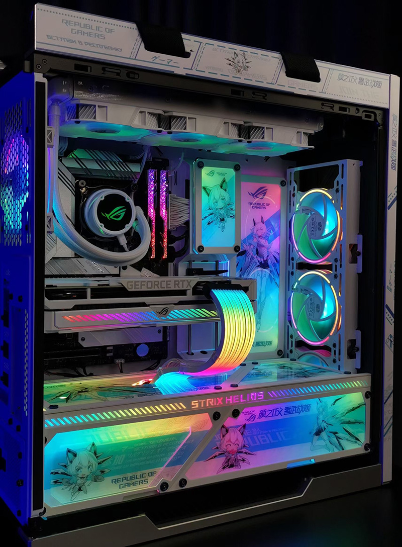 华硕太阳神rog gx601改装uv喷涂 吹雪姬 海贼王 高达主题机箱 海贼王