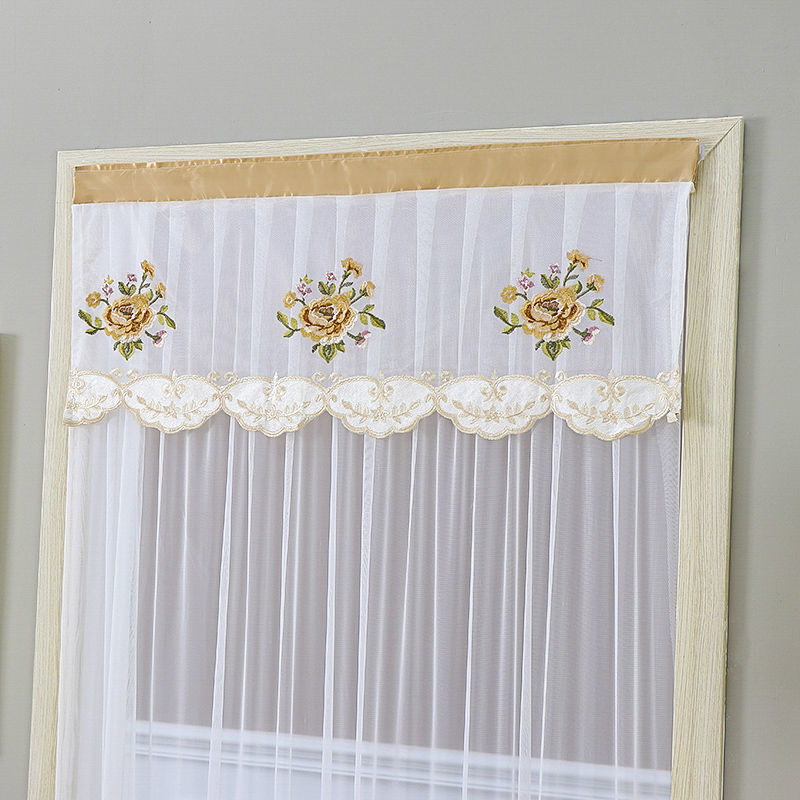 现货直发艺家用装饰门帘卧室客厅隔断蕾丝纱门帘夏季防蚊纱帘免打孔