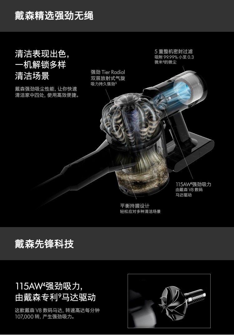 2022新款dyson戴森v8fluffy手持无绳吸尘器除螨宠物家庭整屋铁镍色