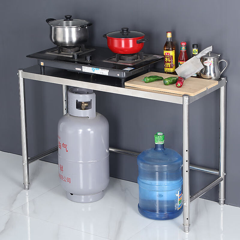 厨房不锈钢操作台架置物架液化气架子落地式收纳燃气煤气罐灶台架加厚