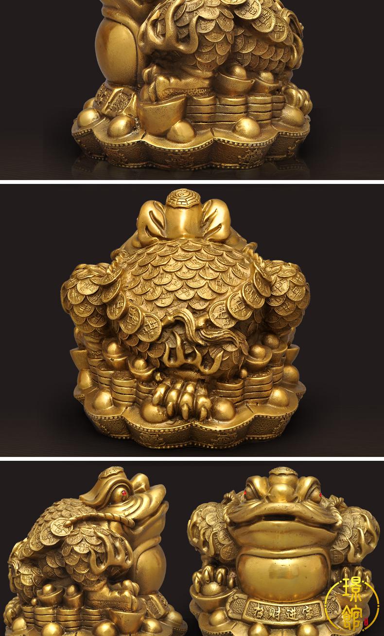 璟馆三足金蝉蟾蜍家居客厅玄关电视柜店铺摆件玄关纯铜金蟾摆件红酒架