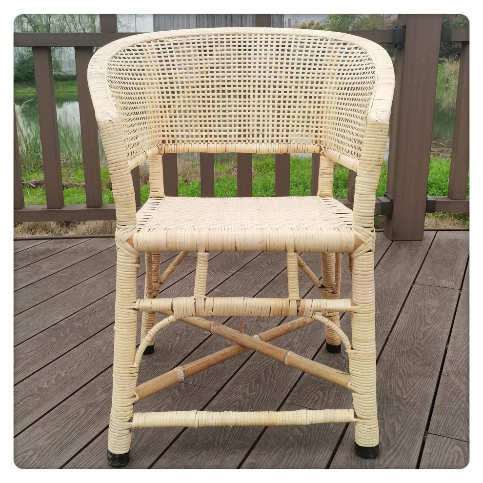 老式竹椅天然藤椅单人高靠背椅竹椅子老式老人椅办公椅藤编休闲椅圈椅
