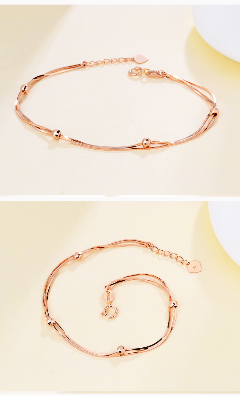 福铂睿fbri18k金手链女玫瑰金手链时尚彩金手链简约k金手镯可调节手链