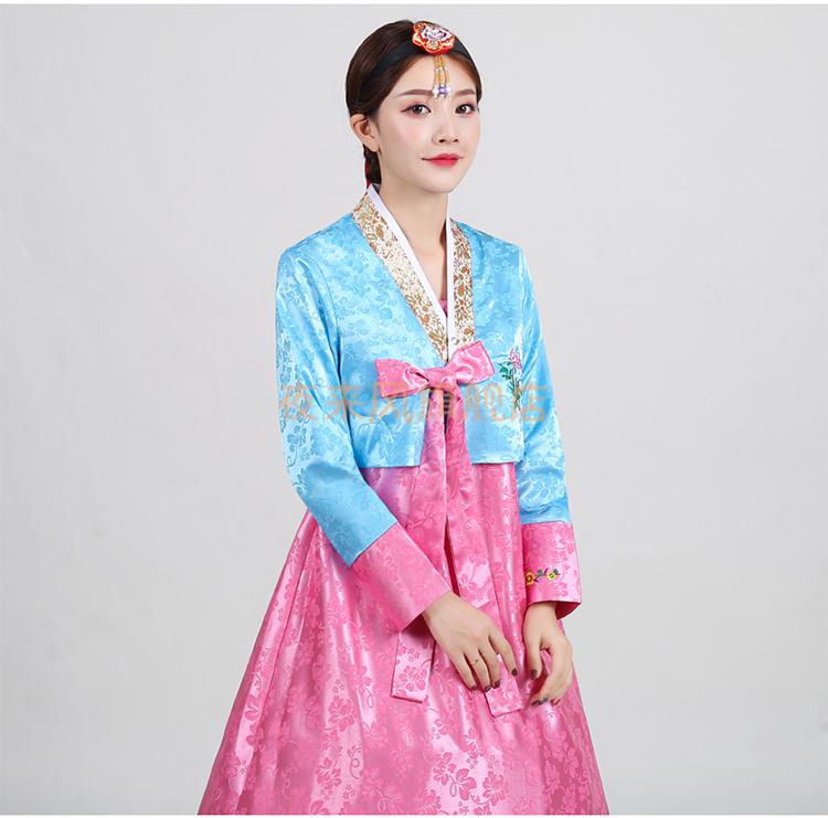 传统韩服古装女装朝鲜服族服装舞蹈演出服成人大长今宫廷礼服紫色浅黄