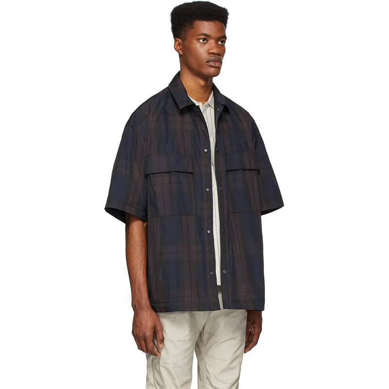 汤米伍德fogfearofgod第六季主线高街复古格纹尼龙口袋短袖衬衫男夏季