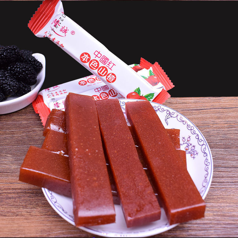 山楂糕山楂条新鲜卷山楂卷果味休闲零食品果丹皮散装 柠檬味山楂条 二