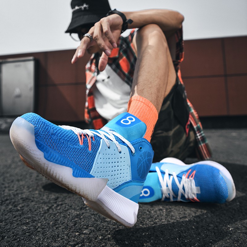 更低价喜奏音速8low蓝球鞋男韦德防滑耐磨有响声青少年运动球鞋黑红39