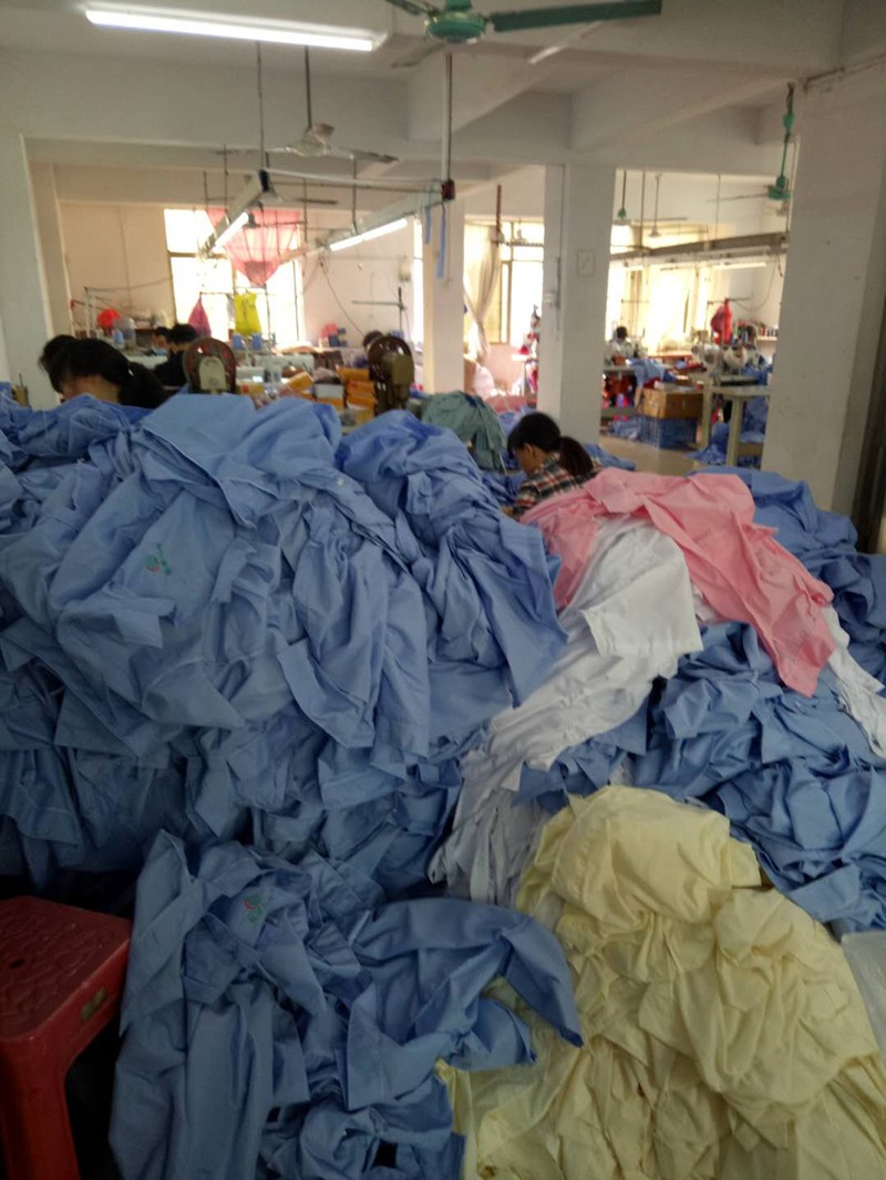 车间厂服蓝思科技工作服东莞佛山厂服订做天蓝色短袖衬衫定制工装订做