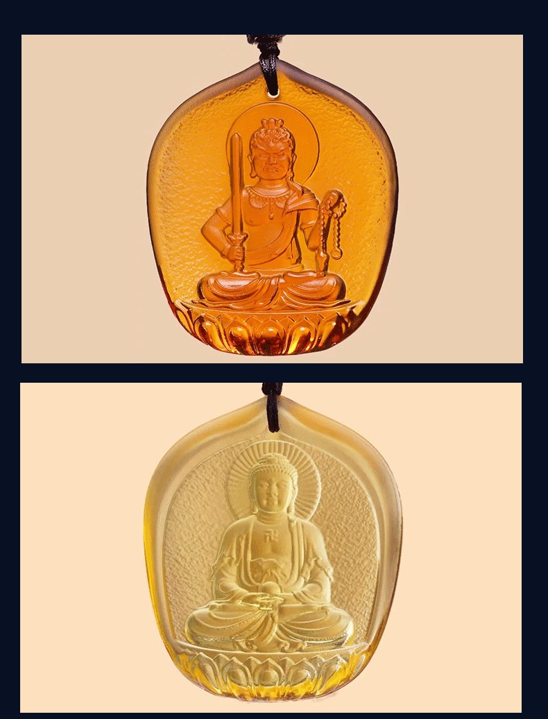 檀福匠 绿度母琉璃吊坠 项链尼泊尔佛教饰品 心咒唐卡男女佛牌挂件