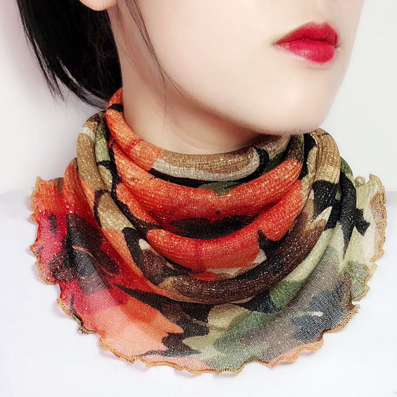 支持国货均欣新品沙巾春夏季套头护颈围脖广场舞纱巾薄款小丝巾颈圈