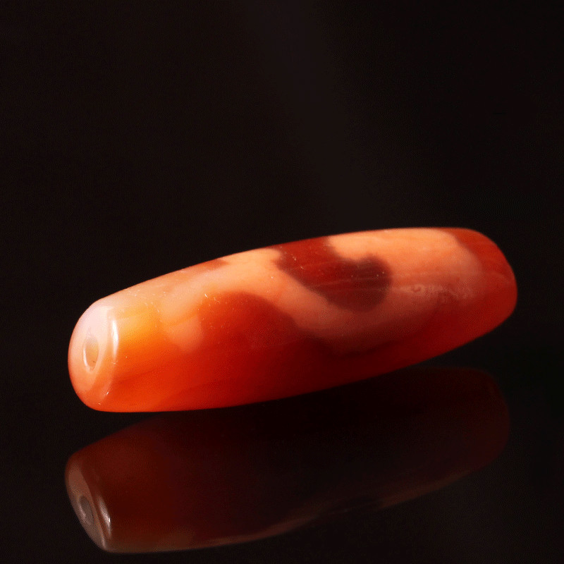 古珍 西藏贵人满朱砂 红肉玉髓玛瑙橘料 三眼天珠情侣配饰吊坠手链送