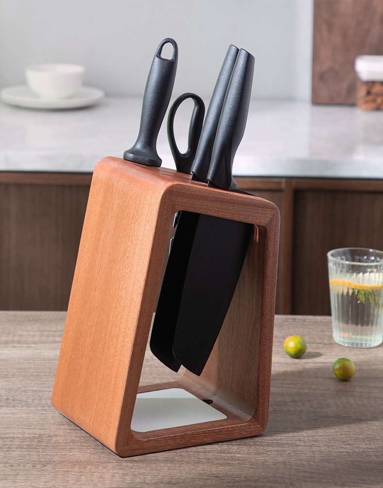 熙肤舍实木刀架多功能刀座木质厨房置物架收纳架厨房配件乌檀木刀架
