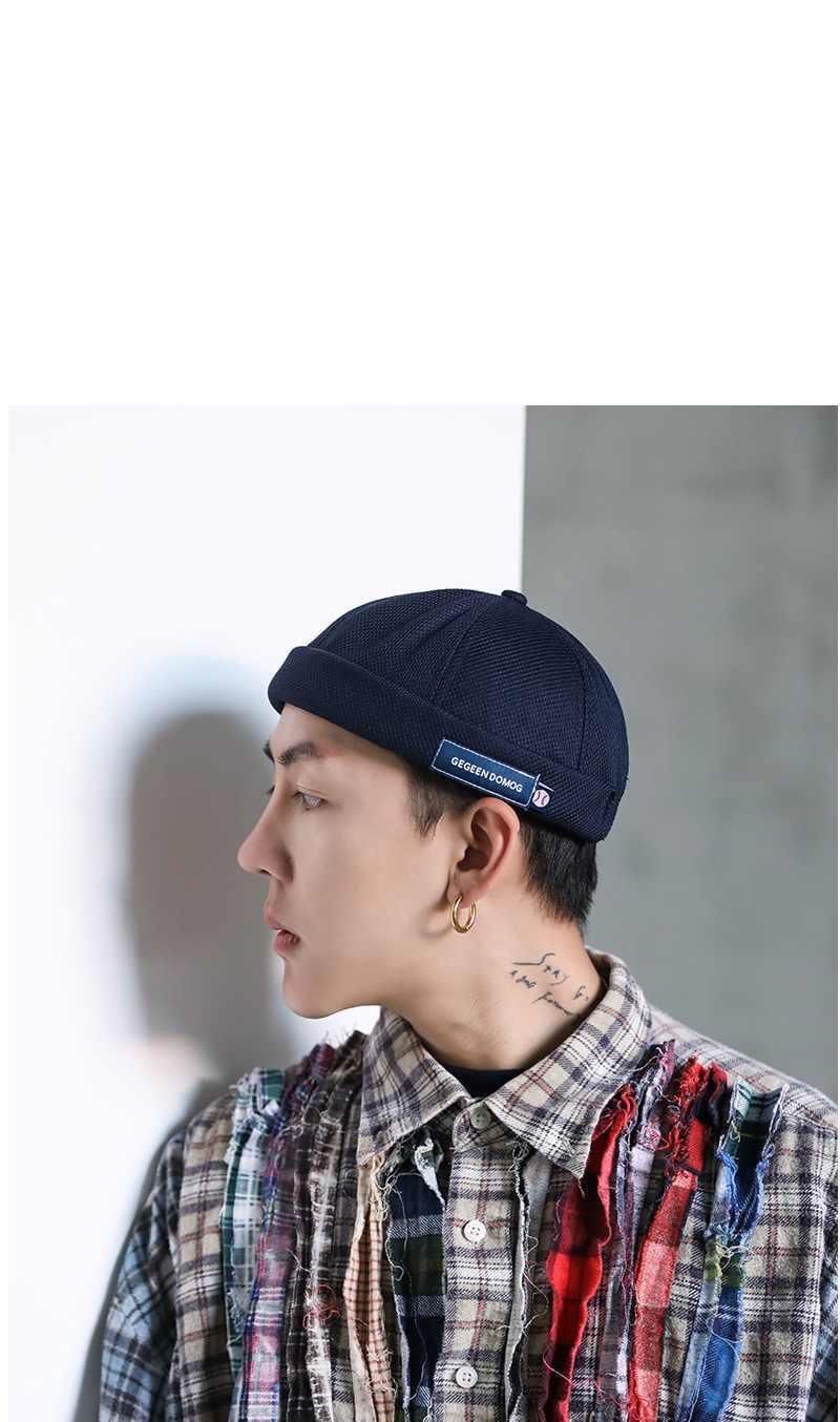 lucaly瓜皮帽男夏季夏季薄款帽子无檐瓜皮帽街头潮人橙色可调节