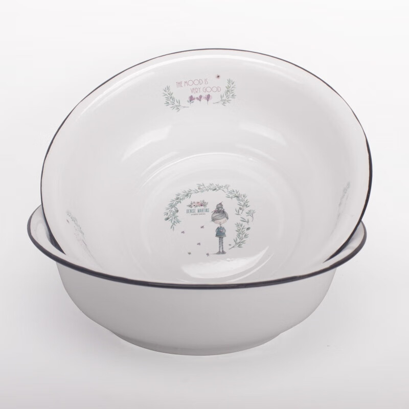 饭盆成人上班族搪瓷加深碗怀旧搪瓷饭盆老式加厚汤碗绿色素色大汤碗